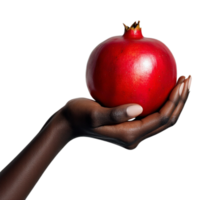 a hand holding red pomegranate png