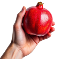 a hand holding a red pomegranate png