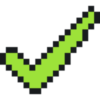 True mark icon. 8 bit icon. Check mark icon. True and false buttons. Green and red buttons png