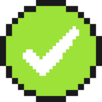 Accept icon button. 8 bit icon. Check mark icon. True and false buttons. Green and red buttons png