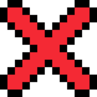False mark icon. 8 bit icon. Check mark icon. True and false buttons. Green and red buttons png