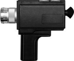 8 mm old film camera collection isolated on transparent background, old filming equipment stylized for graphic design with realistic film look on analog png