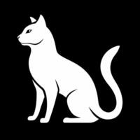 White cat silhouette isolated on black background . Side view. vector