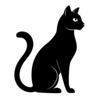 Black cat silhouette isolated on white background. Side view. vector