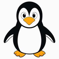 Cute penguin isolated on white background. Side view. vector