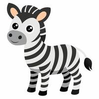 Cute cartoon zebra isolated on white background. Side view vector
