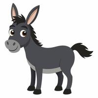 Cute cartoon donkey isolated on white background. Side view. vector