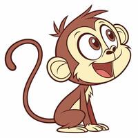 Cute cartoon monkey isolated on white background. Side view vector
