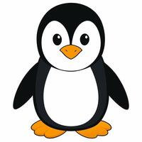 Beautiful cartoon penguin isolated on white background. Side view. vector