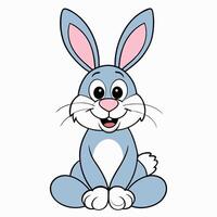 Cute cartoon rabbit isolated on white background. Front view vector