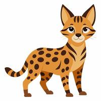 Cute cartoon savannah cat isolated on white background. Side view. vector