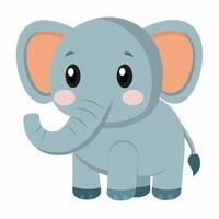 Cute cartoon elephant isolated on white background. Side view vector