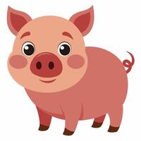 Cute cartoon pig isolated on white background. Side view. vector