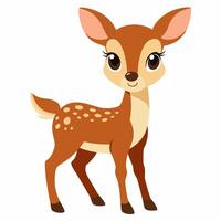 Beautiful cartoon bambi fawn isolated on white background. Side view. vector