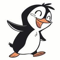 Cute cartoon penguin isolated on white background. Side view. vector