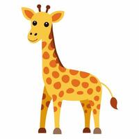 Cute cartoon giraffe isolated on white background. Side view. vector