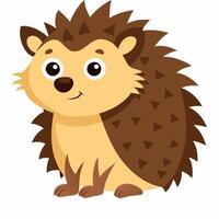 Cute cartoon hedgehog isolated on white background. Side view vector