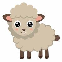 Cute cartoon sheep isolated on white background. Side view. vector