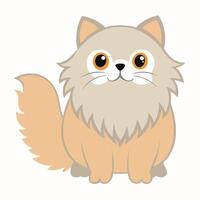 Cute cartoon persian cat isolated on white background. Front view. vector