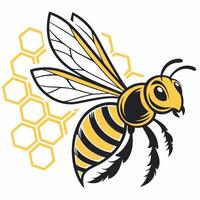 Cute cartoon bee isolated on white background. Side view vector
