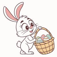 Cute cartoon easter bunny isolated on white background. Side view vector