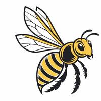 Cute cartoon bee isolated on white background. Side view. vector