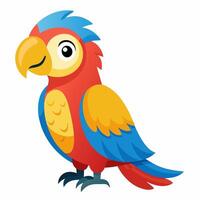 Cute cartoon parrot isolated on white background. Side view. vector