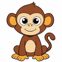 Cute cartoon monkey isolated on white background. Front view. vector