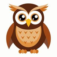Cute cartoon owl isolated on white background. Front view. vector