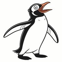 Cute cartoon penguin isolated on white background. Side view vector