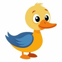 Cute cartoon duck isolated on white background. Side view. vector