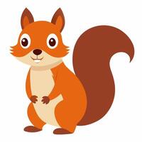 Cute cartoon squirrel isolated on white background. Side view. vector