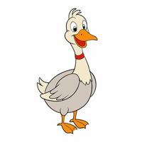 Cute cartoon goose isolated on white background. Side view vector