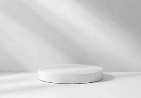 Round white pedestal on a white background photo