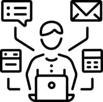 Multitasking character icon in line style vector