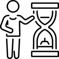 Working hours line icon of a character vector