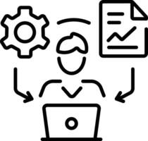 A character doing remote work icon in linear style vector