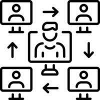 A line style icon of remote team vector