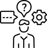 Decision making character icon in line style vector