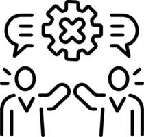 Conflict resolution between two characters, line icon vector