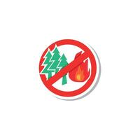 design illustration of a warning against burning forests, trees. vector