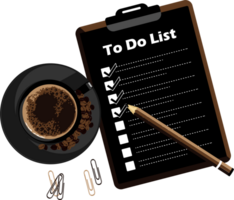 To Do List with check mark and cup of coffee png