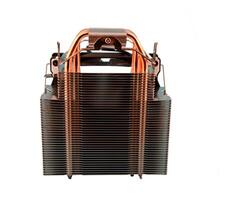 Computer cooler isolated on white background. Big powerful new device, cooling grill. Detail of the system unit. Cooler. photo