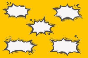 Manga speech bubble. Comic text frame with pop art halftone dotted effect. Balloon chat shape for dialog. Cloud for shock shout scream action messages. Irregular cartoon decoration. vector