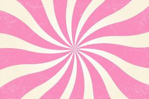 Candy spiral background. Strawberry pink and cream swirl abstract bg with texture. Sweet lollipop cane. Abstract radial vortex with rays. Striped sunburst with marshmallow. vector