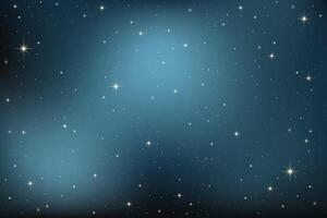 Dark blue night starry sky. Space background with cosmic constellations and light of sparkles. Abstract magic galaxy. Winter nature backdrop with nebula and dusk. Gradient realistic illustration vector