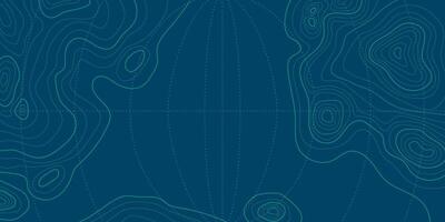 Elegant Topographic Landscape Map with Grid and Lines, Outline Terrain. Banner with geographic mountain relief. Wavy abstract contour background with cartography texture vector