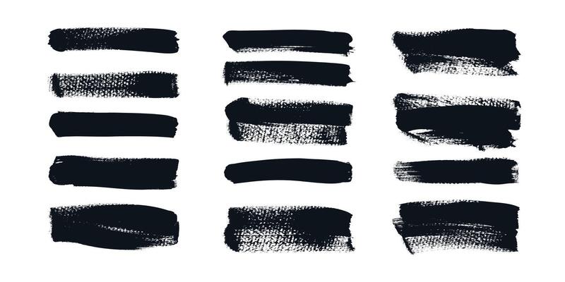 Collection of Grunge Brush Strokes and Lines Drawn on Paper. Creative brush lines with rough edges. Abstract freehand doodle line borders. Highlight splashes