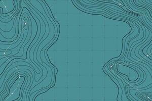Topographic Landscape Map with Grid and Lines, Outline Terrain. Banner with geographic mountain relief. Wavy abstract contour background with cartography texture vector