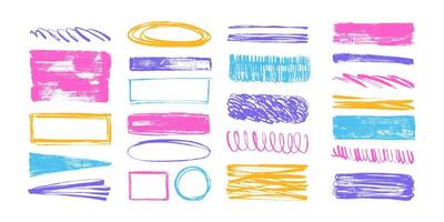 Abstract Hand Drawn Grunge Ink Brush Strokes and Lines. Creative brush lines with rough edges. Abstract freehand doodle line borders. Highlight splashes vector